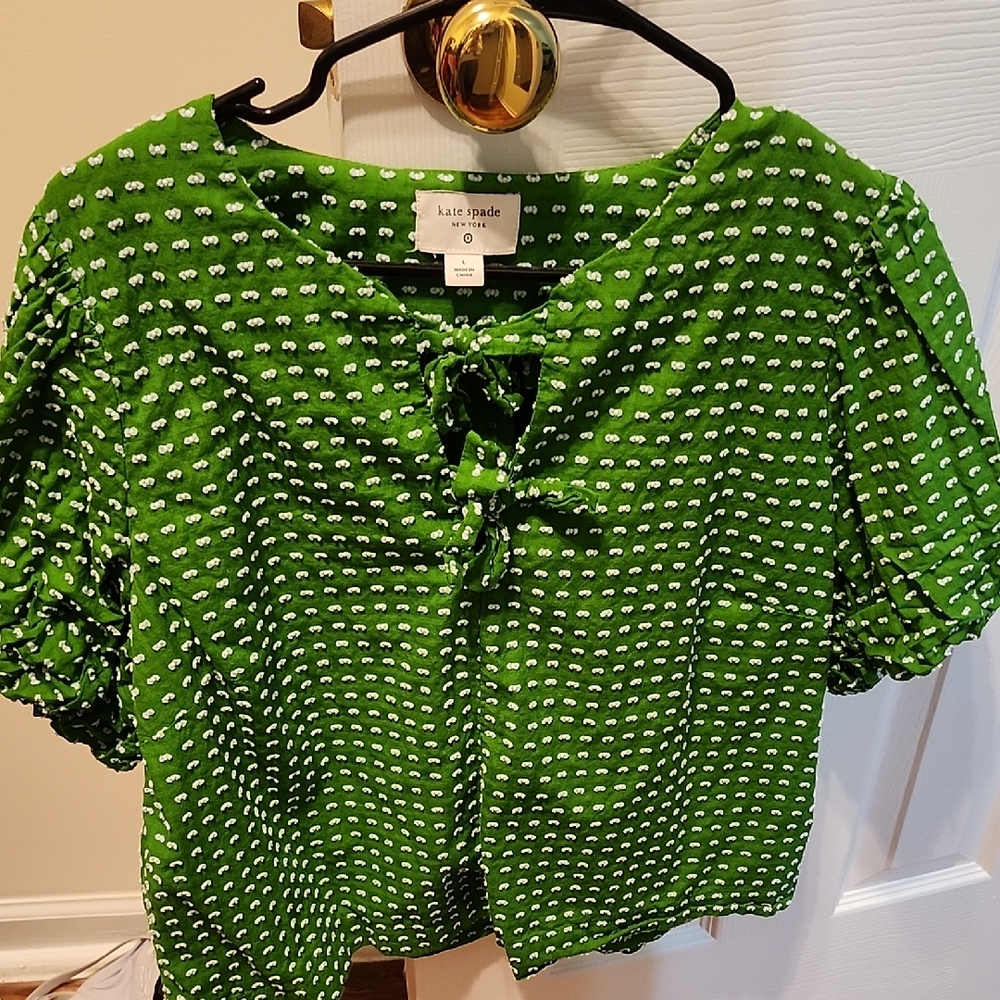 Kate Spade for Target Green and White Patterned Blouse